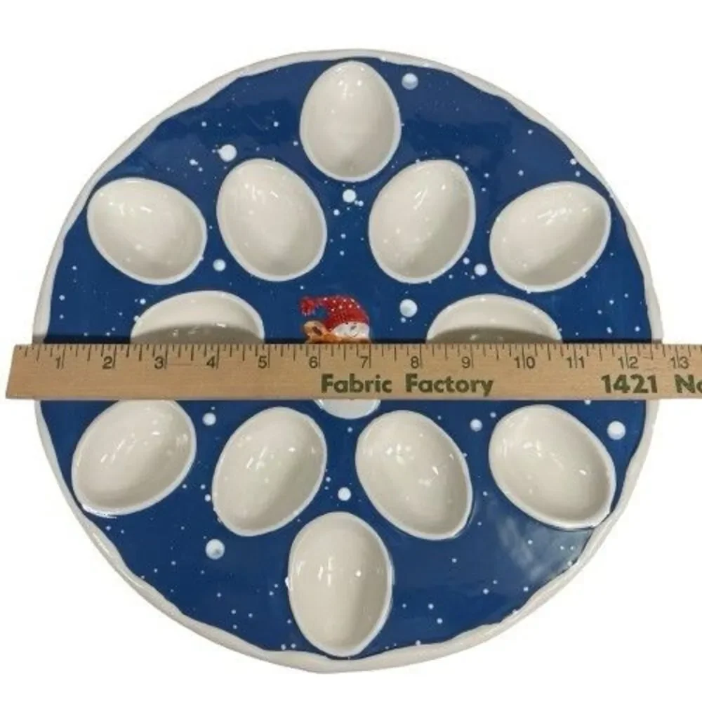 St. Nicholas Square Snow Days Deviled Egg Dish Plate Platter Snowman Christmas